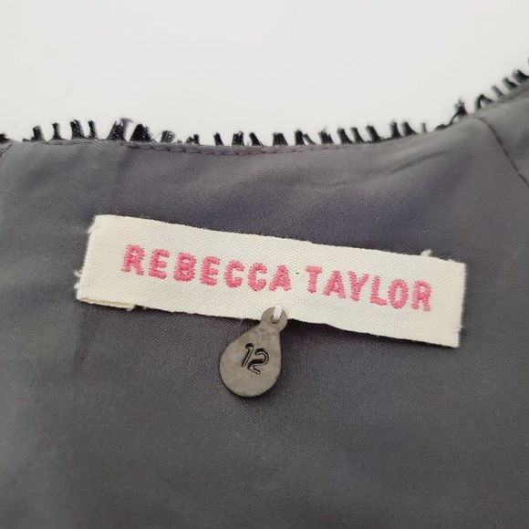 Rebecca Taylor Sheath Dress Virgin Wool Lace Trim Feminine Chic Cap Sleeve 12 - Picture 7 of 13